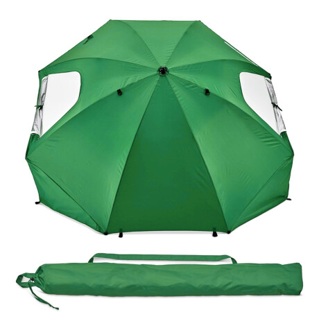 Set Playa Sombrilla 2.40m + Sillas X2 Plegables Aluminio Verde