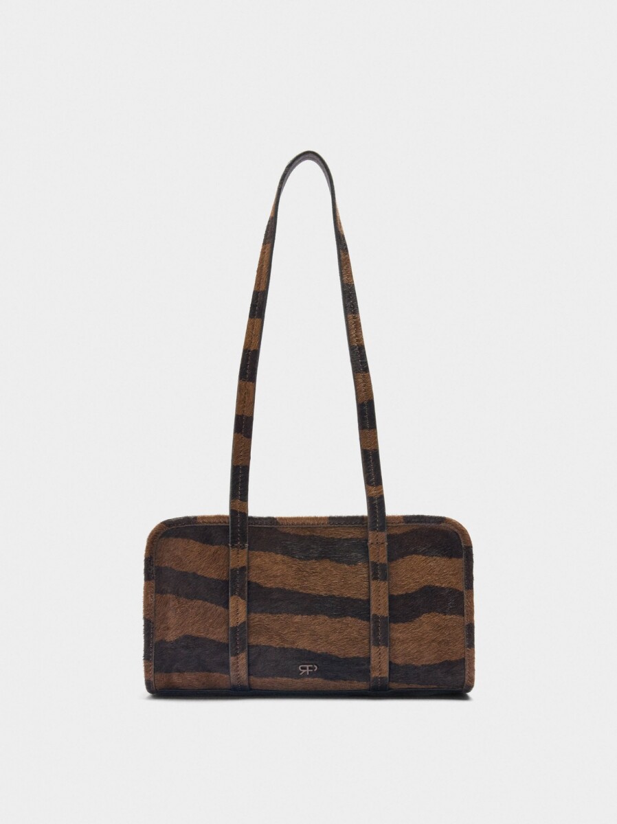 Bolso Bowling De Piel Estampado Animal - marron 