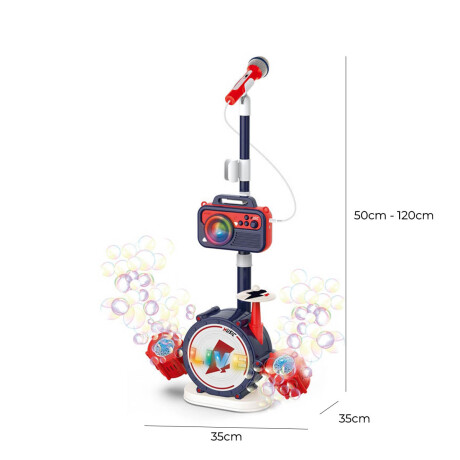 Set Musical Burbujero Batería Micrófono Sonido Y Luz Azul