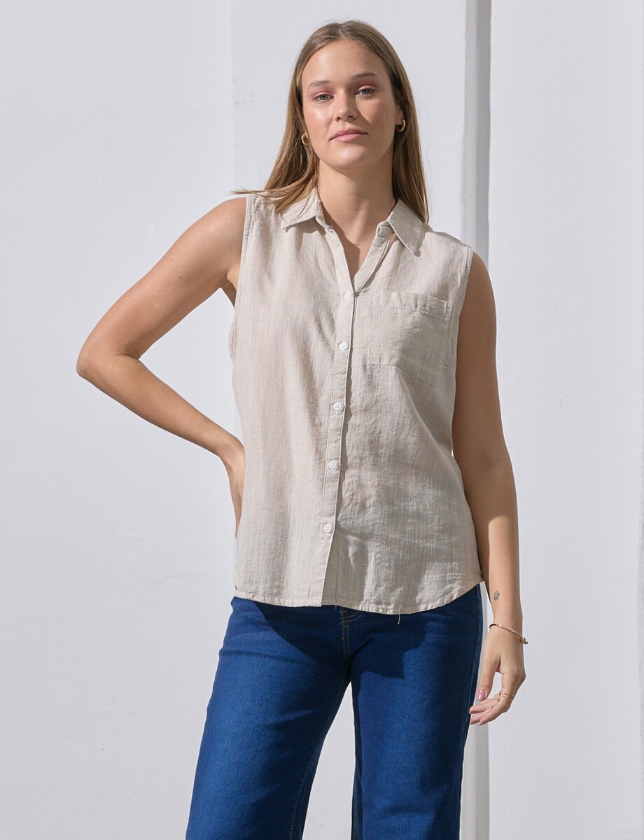 Camisa Lino - Beige 