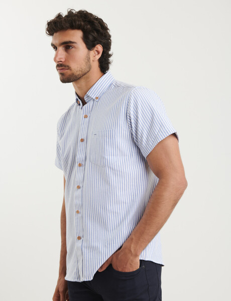 012575 CAMISA HARRINGTON LABEL Blanco/azul