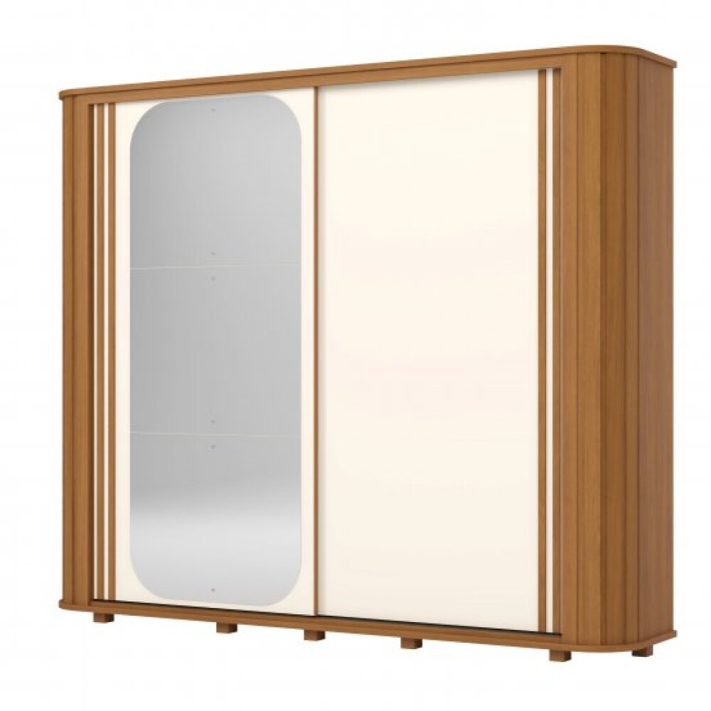 ROPERO MOZATTE 2 PUERTAS 6 CAJONES INTERNOS CON ESPEJO GUARDARROPA CLOSET ARMARIO OFF-WHITE