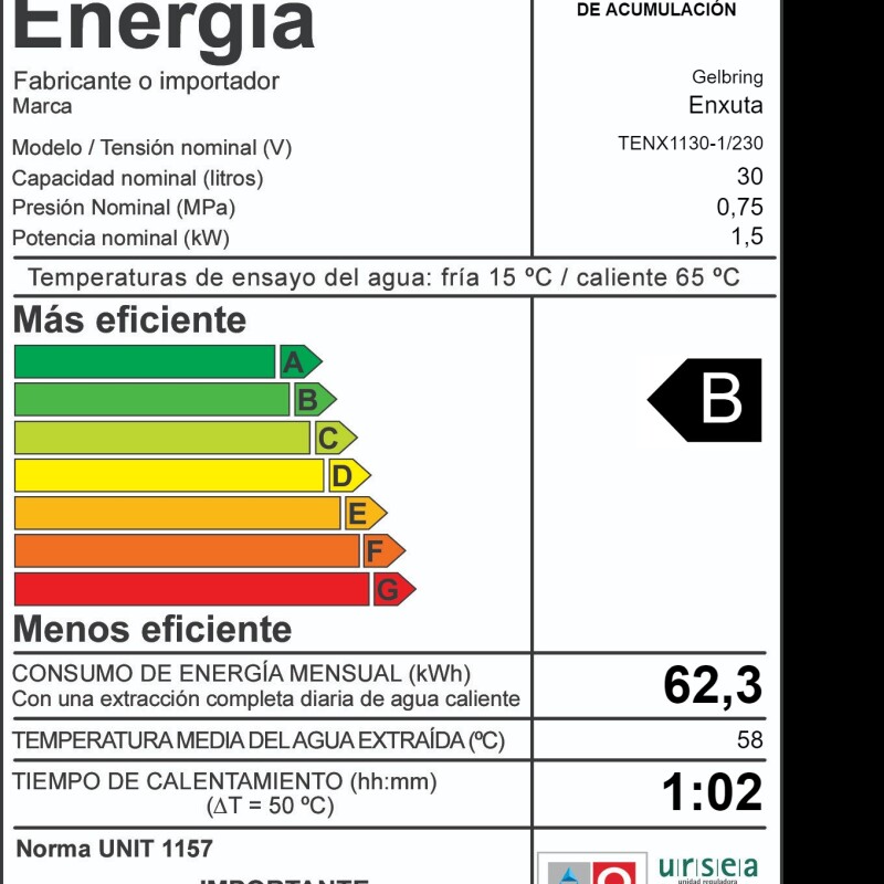 Calefon Acero 30Lts Enxuta N/a