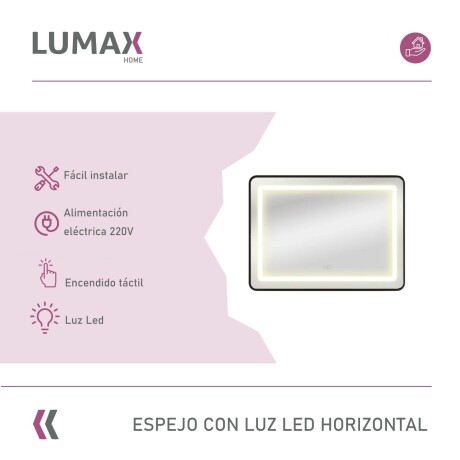 Espejo Luz Led Horizontal Lumax 90x70 cm Espejo Luz Led Horizontal Lumax 90x70 cm