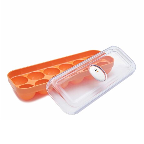 Huevera de Plástico con Tapa para Docena de Huevos Joie Naranja