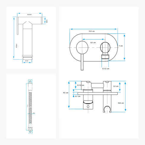 DUCHA HIGIENICA PICO REDONDO INCLUYE MEZCLADORA Y FLEXIBLE 000