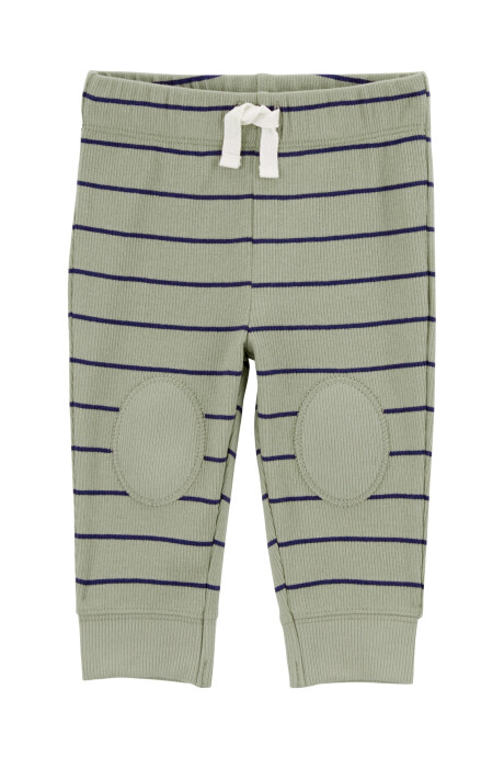 Set dos piezas de algodón, pantalón con rodilleras y body, diseño a rayas Sin color