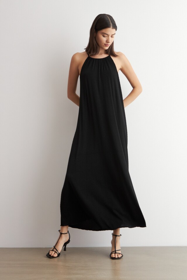 Maxi vestido lurex negro