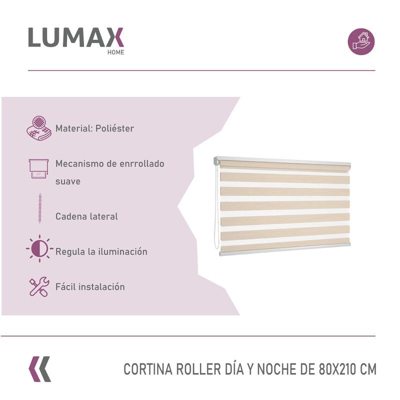 Cortina Roller Día Y Noche Lumax 0.8 X 2.1 M Gran Calidad Beige
