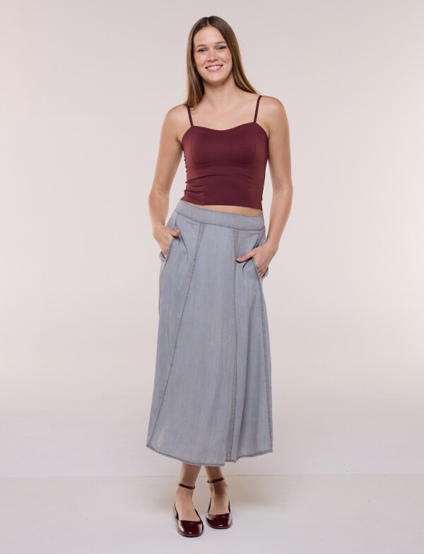Falda Midi Lyocell GRIS CLARO