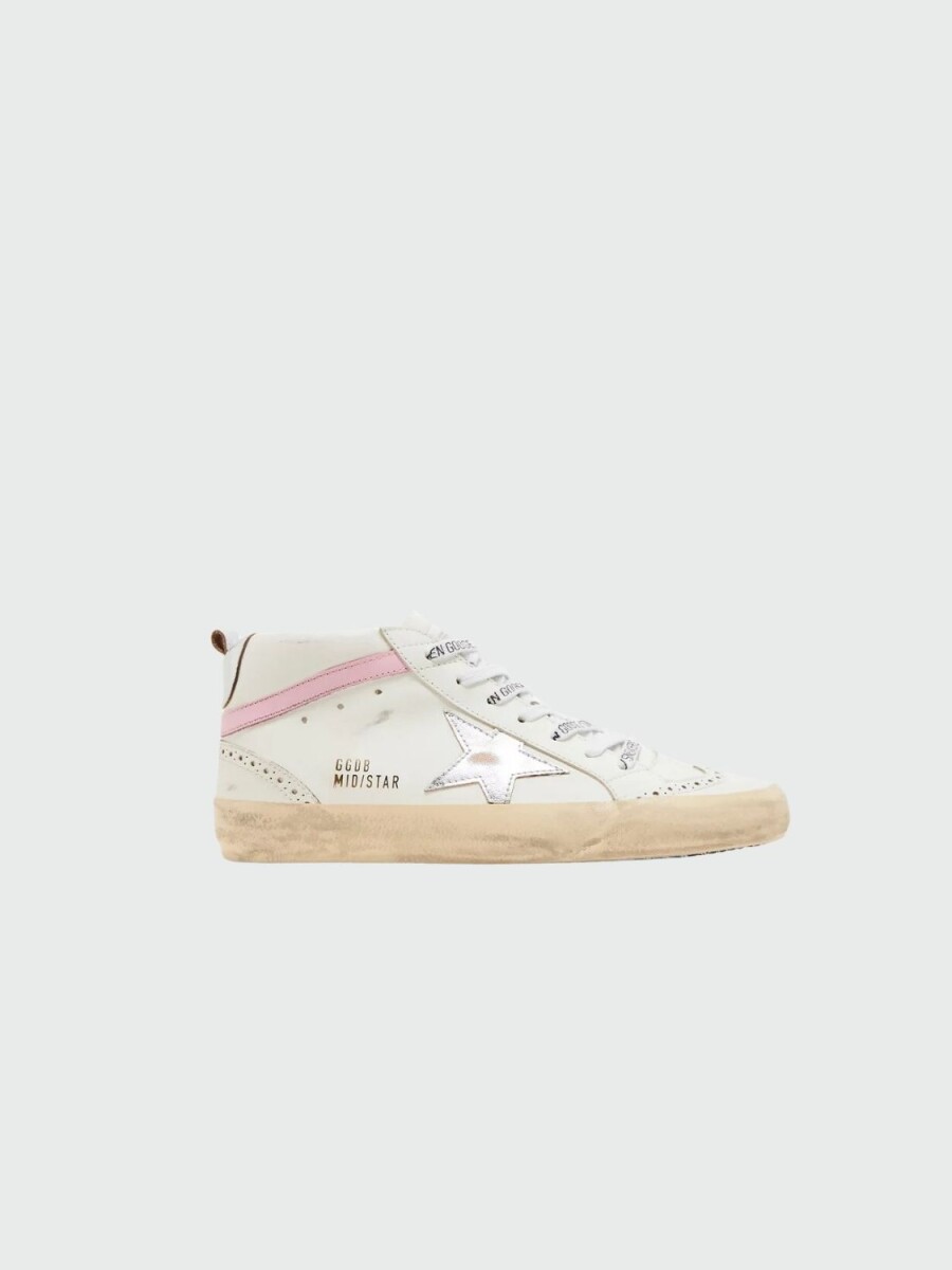 Golden Goose-Botines de cuero, Mid Star - Blanco 