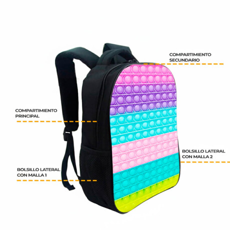 Mochila Pop It 3en1 Estampado + Lunchera + Cartuchera Mch006008