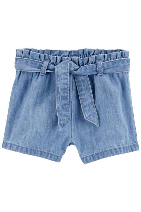 Short de chambray diseño paperbag con cinto Sin color