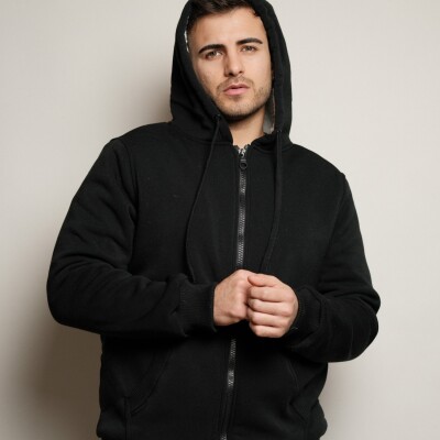 Campera Felpa y Corderito Black