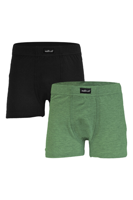 Pack x2 Boxer de niño con elástico forrado Negro / Verde