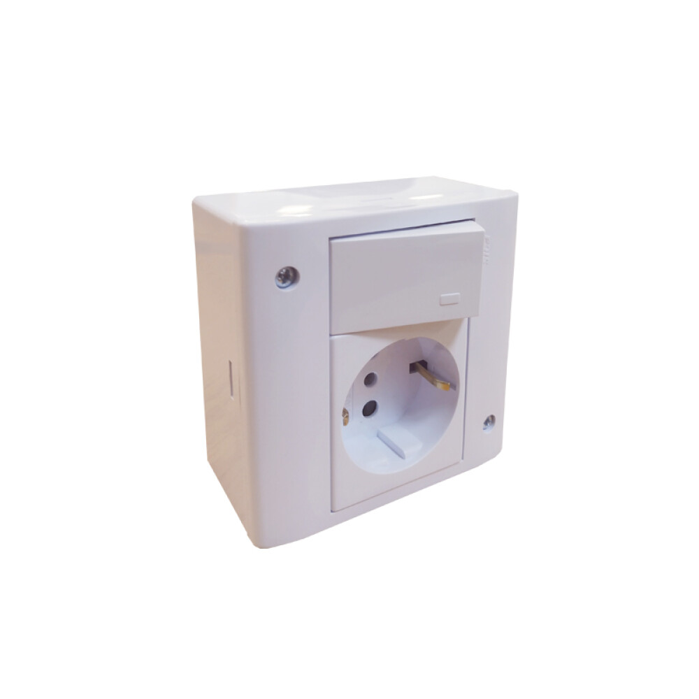 Caja 3 mód c/toma schuko + int.bipolar blanco puro ELE07678