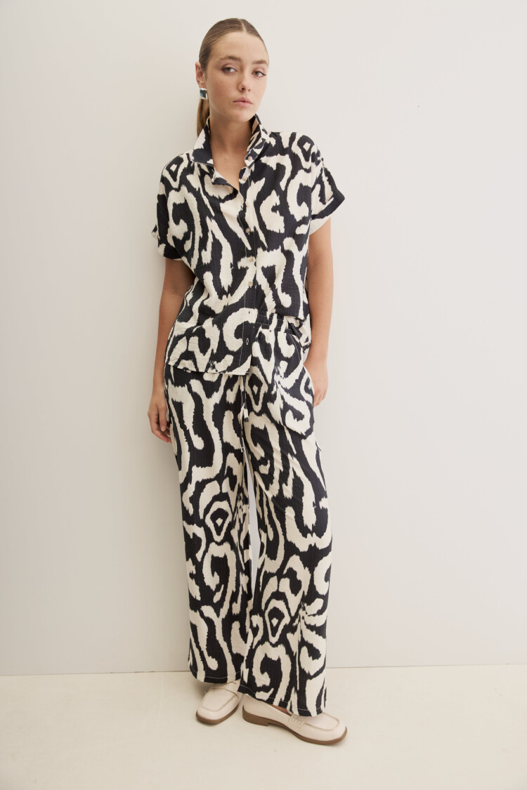 PANTALÓN SALOME PRINTED Negro/Blanco