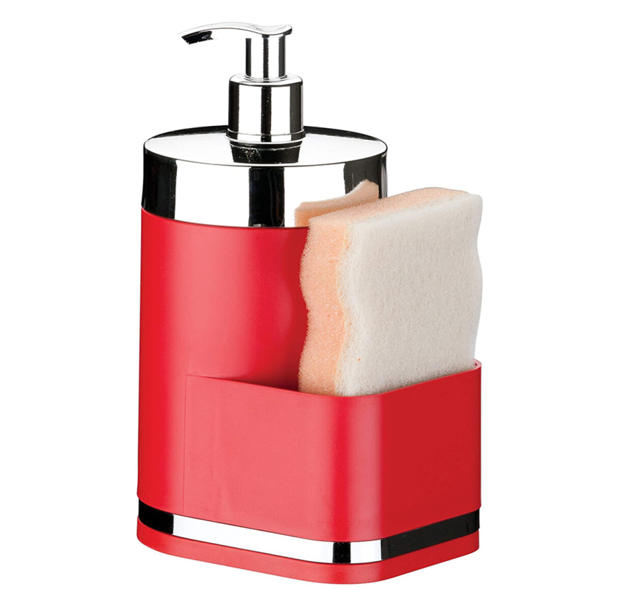 DISPENSADOR DE JABÓN C/ PORTA ESPONJA ROJO 