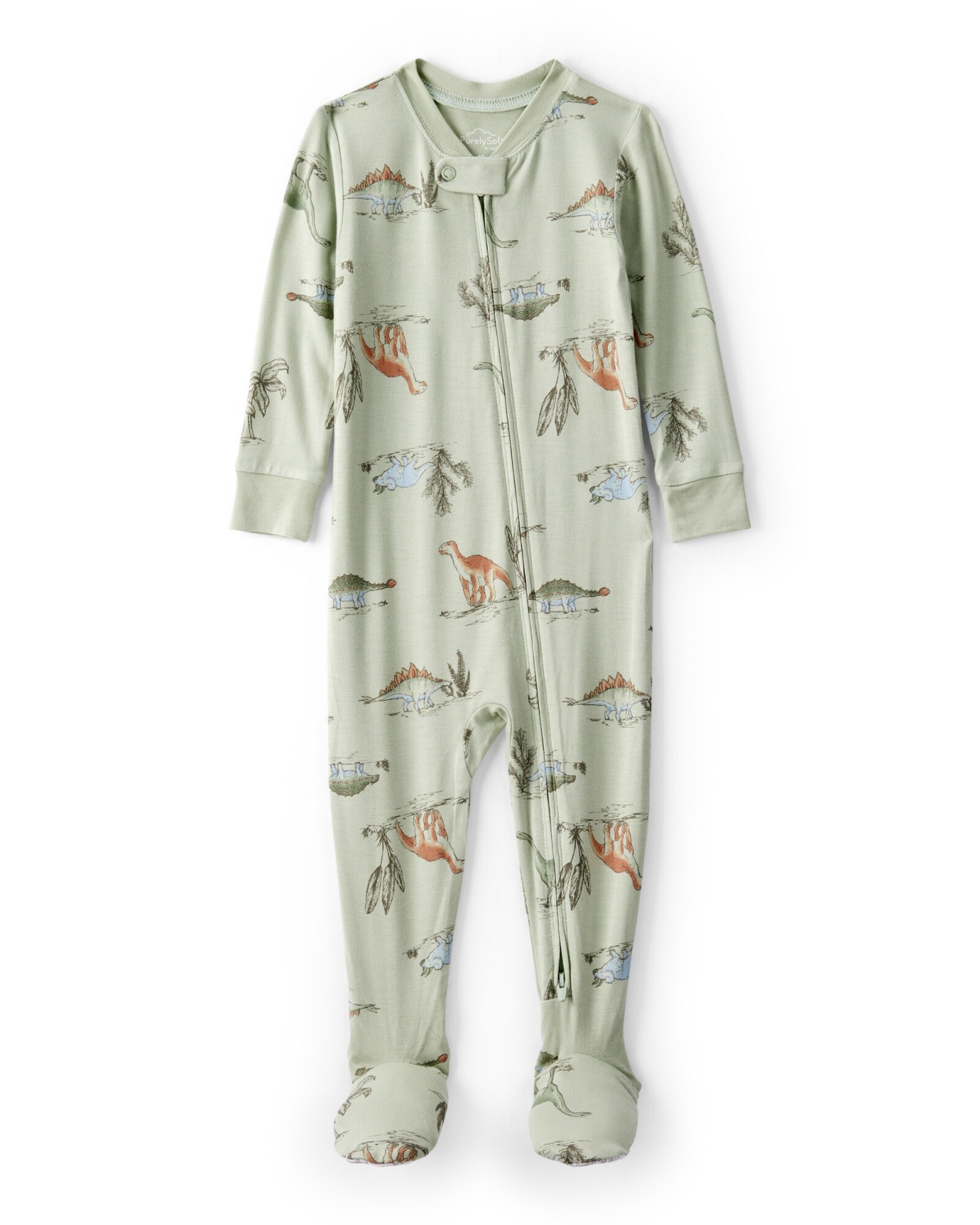 Pijama una pieza de viscosa Ecovero, con pie, diseño dinos, línea Purelysoft Sin color