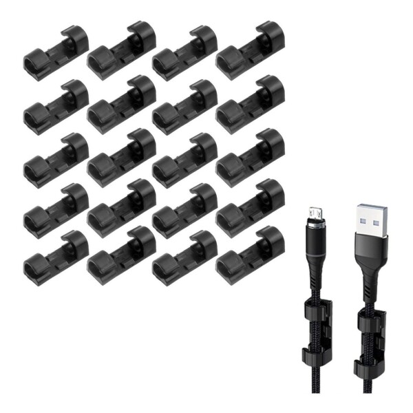Organizador Cable Guia Facil Clip X20 Unidades Ordenar Color Variante NEGRO