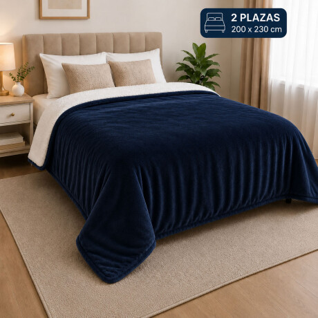 Frazada Manta Polar con Corderito 2 Plazas 200x230cm Azul