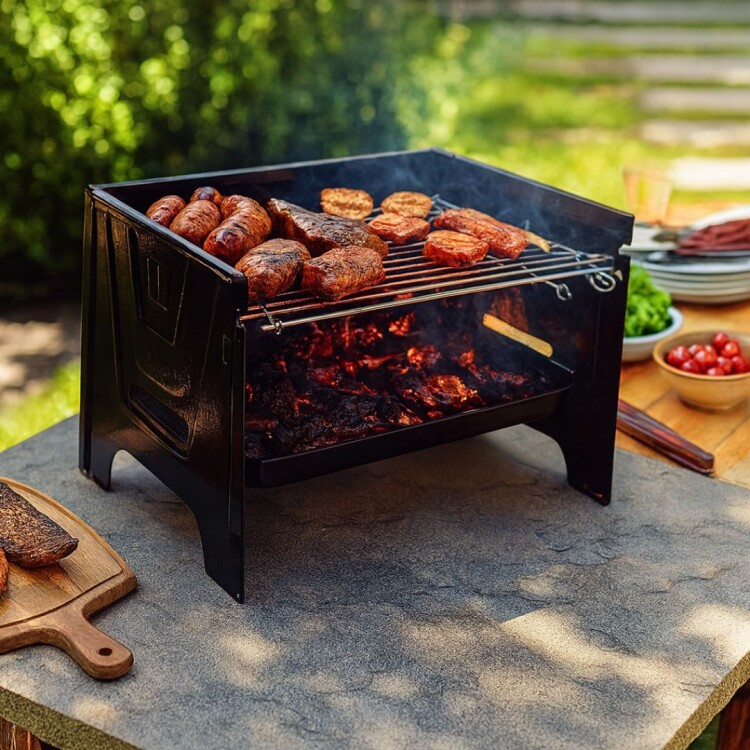 PARRILLERO GRILL A CARBON PORTATIL TRAMONTINA TCP-380 NEGRO