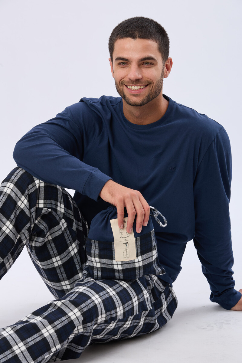 PIJAMA A CUADROS - Azul 