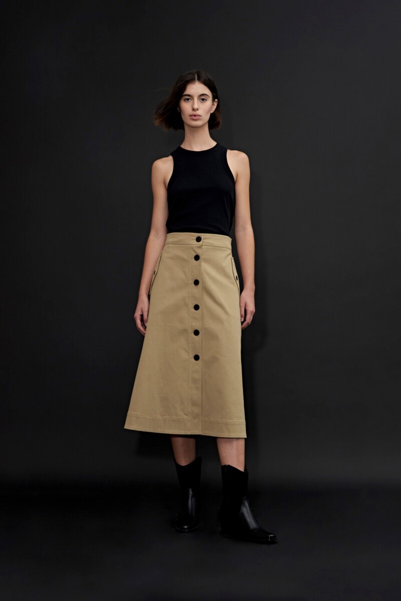 Falda midi cargo khaki