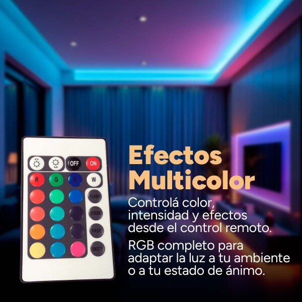 Tira Cinta Luces Led Rgb 3 Metros USB + Control + Bluetooth® Diseño Colores