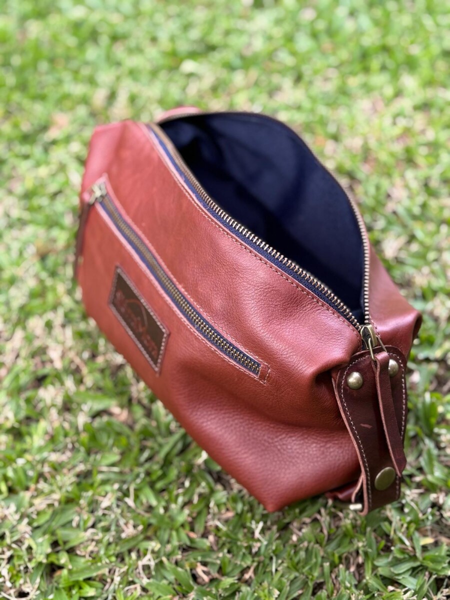 Necessaire de Cuero - Caramel Blue Zip 