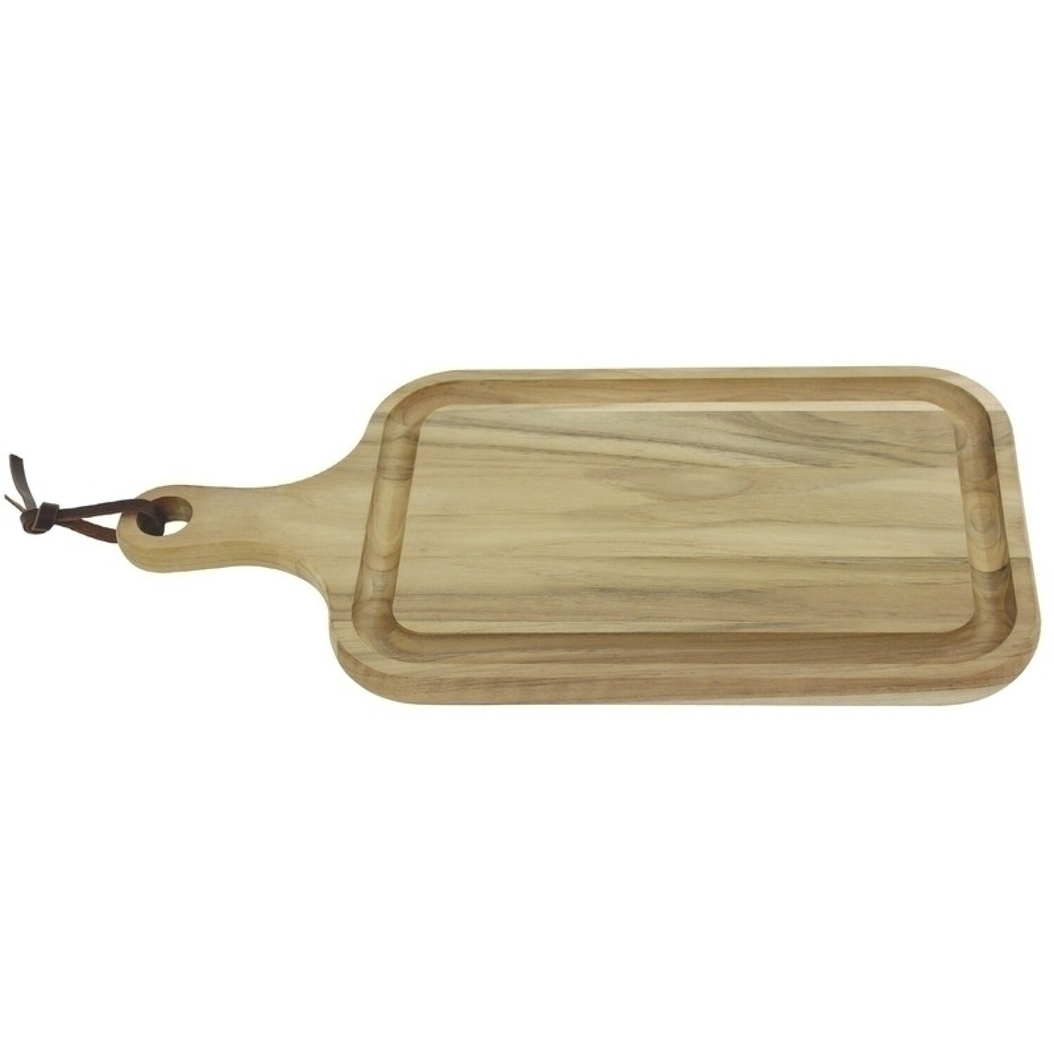 TABLA DE MADERA TECA RECTANGULAR CON AGARRADERA PARA PICAR/SERVIR