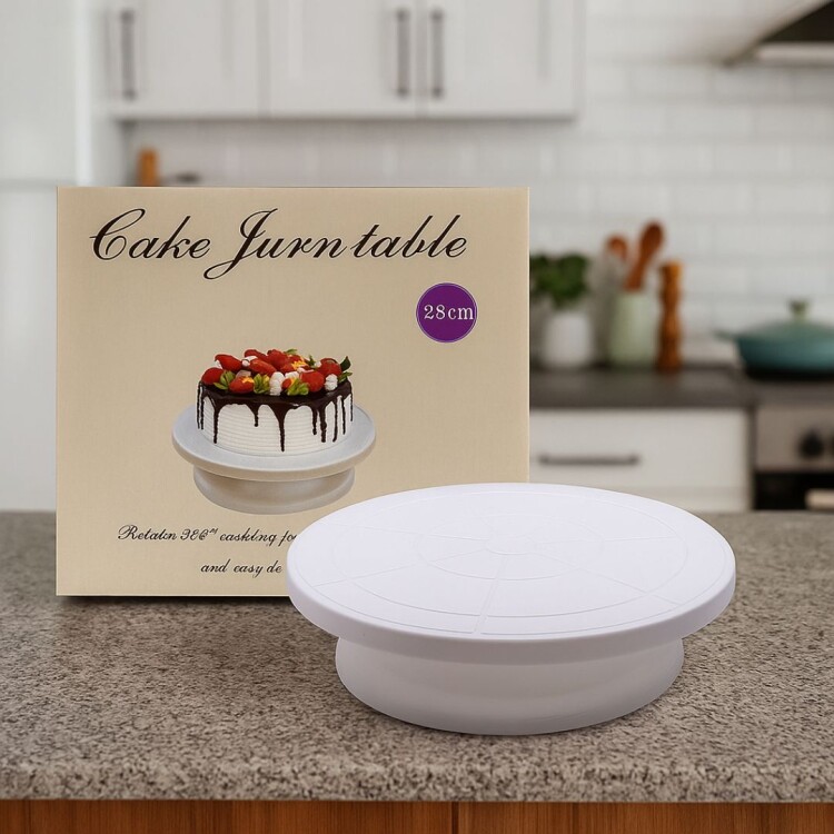 PLATO GIRATORIO PARA DECORAR TORTAS 28CM Blanco