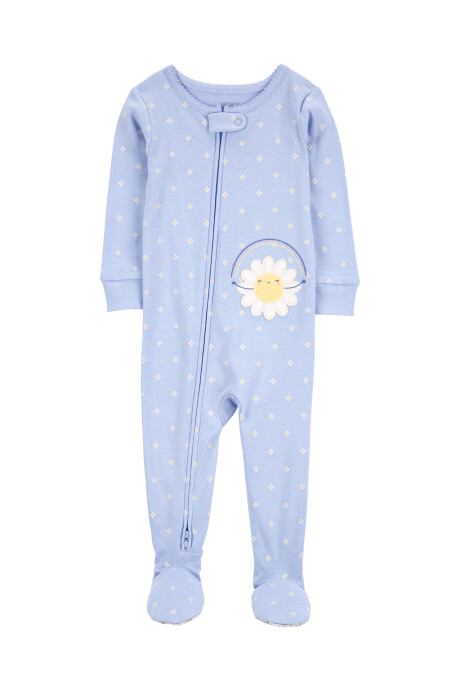 Pijama una pieza de algodón con pie diseño margaritas Sin color