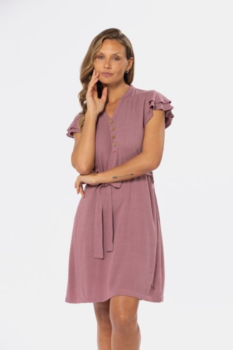 VESTIDO DE LINO - Rosado 