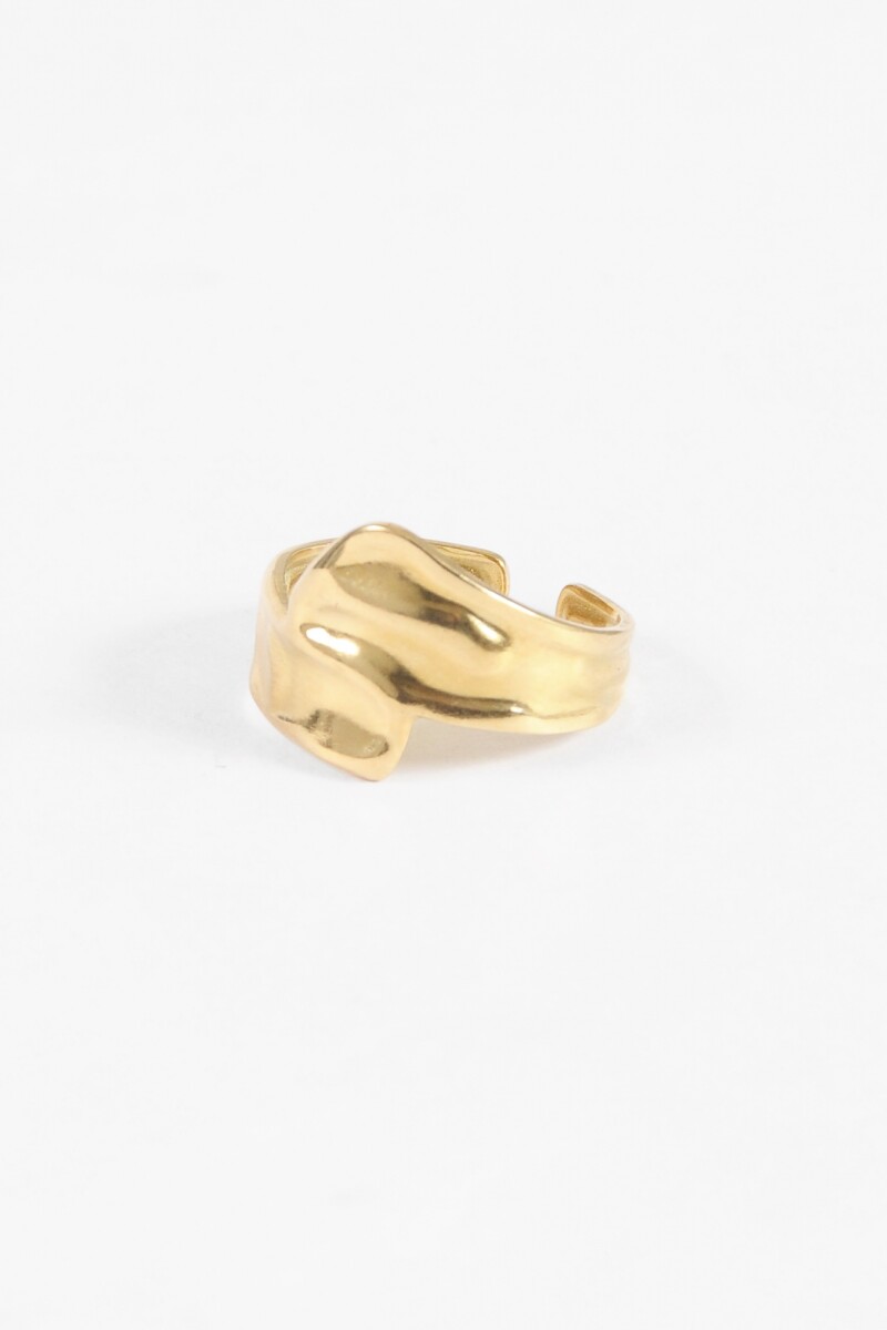 Anillo texture acero ajustable dorado