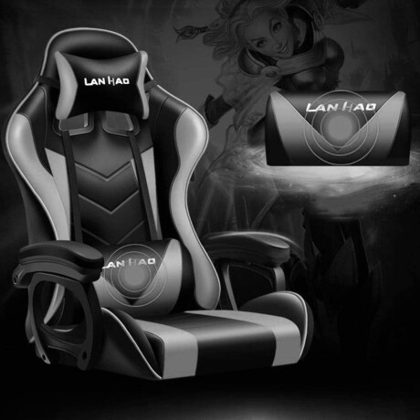 Silla Gamer Ergonómica Reclinable Reposapiés y Cojines Blanco