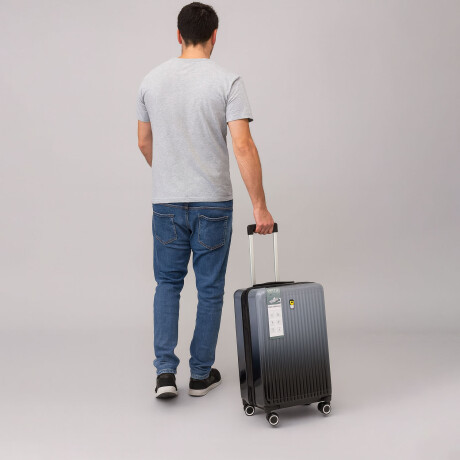 Valija Grande Rígida 4 Ruedas 360 Con Candado Tsa Gris/negro