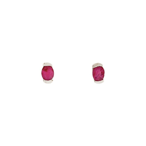 Caravanas rectángulo-Plata 925-Piedra rubí-CA3442 conpiedra