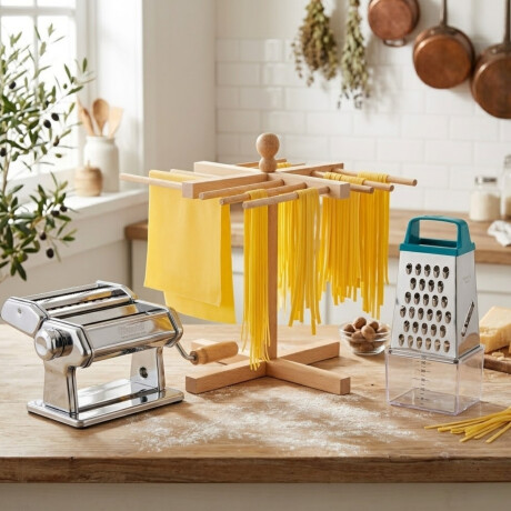 Kit Máquina de Pasta con Extensor de Pasta y Rallador 4 Caras con Contenedor Kit Máquina de Pasta con Extensor de Pasta y Rallador 4 Caras con Contenedor