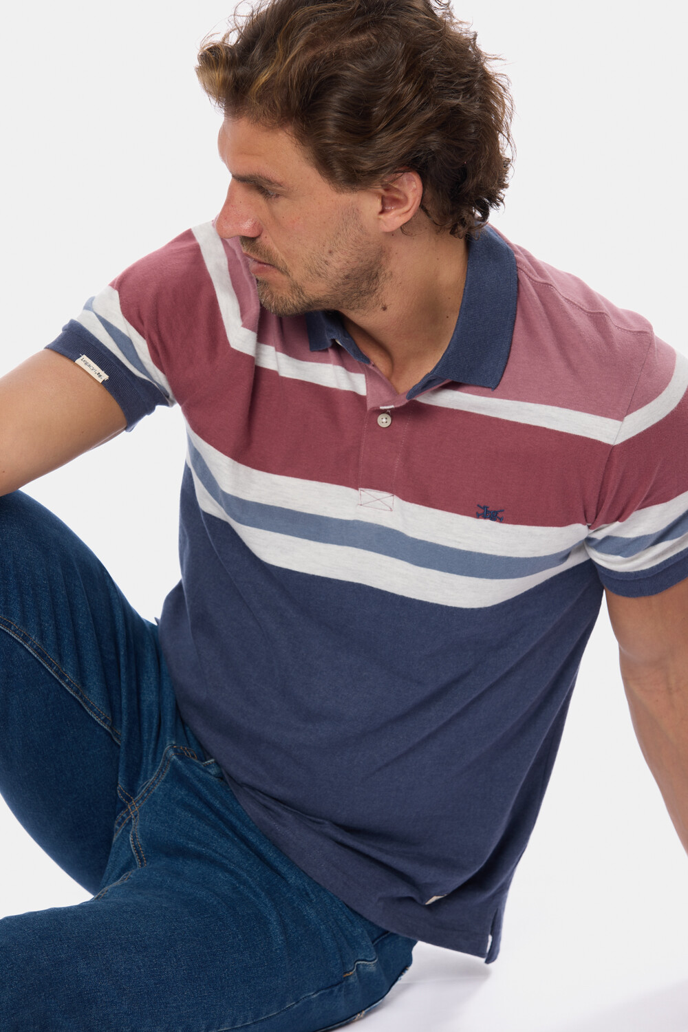 REMERA POLO RAYADA Bordo