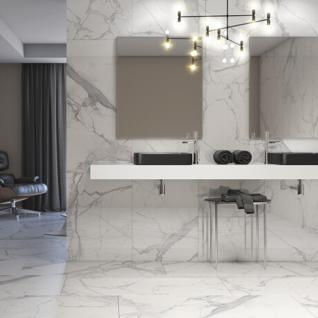 Porcelanato Marmolado Blanco Acetinato 62.5X125Cm Piso Pared GAMAS DE BLANCO