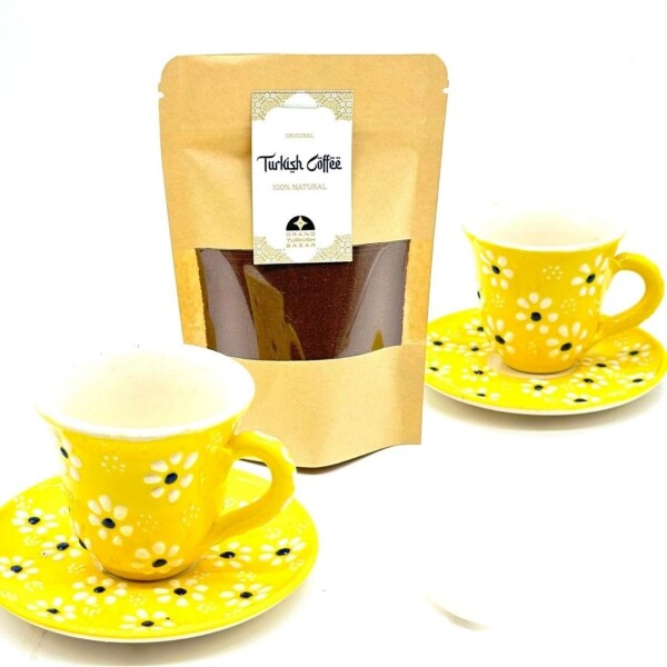 Set de café para dos personas cerámica Amarillo