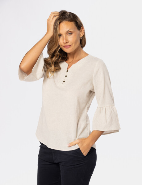 BLUSA DE LINO VOLADOS Beige