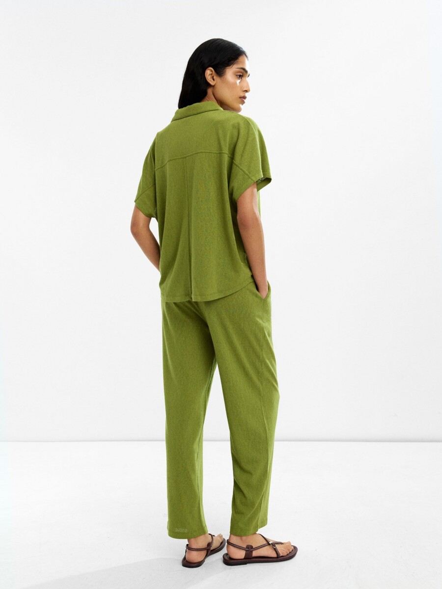 Pantalón De Algodón Con Cintura Elástica verde