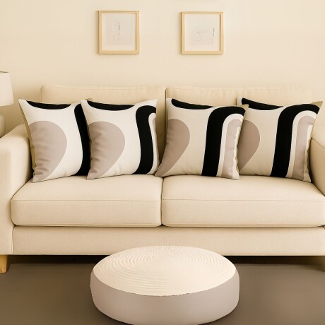 Set x4 funda de almohadones lisa 43 x 43 cm RAYAS NEGRO Y GRIS