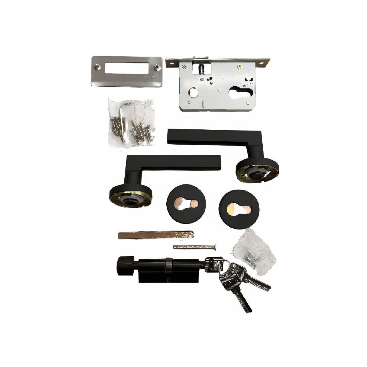 Cerradura Puerta Interior Metal Con 3 Llaves Lumax - Negro 