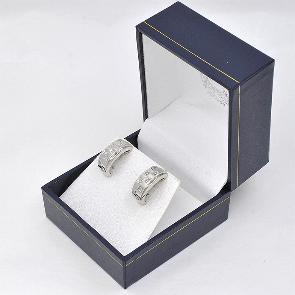 Caravanas Oro Blanco 18K Y Brillantes Caravanas Oro Blanco 18K Y Brillantes