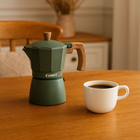 Cafetera Italiana Expreso Cuori Java - 3 Tazas Verde