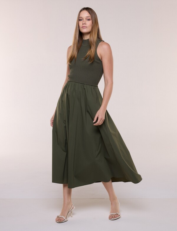 Vestido Midi Combinado VERDE