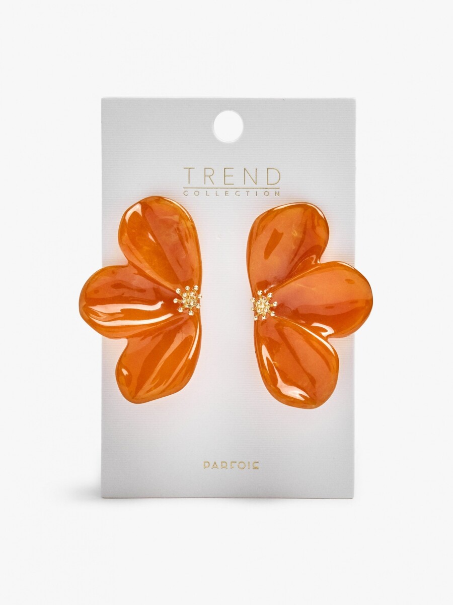 Pendientes Maxi Media Flor naranja
